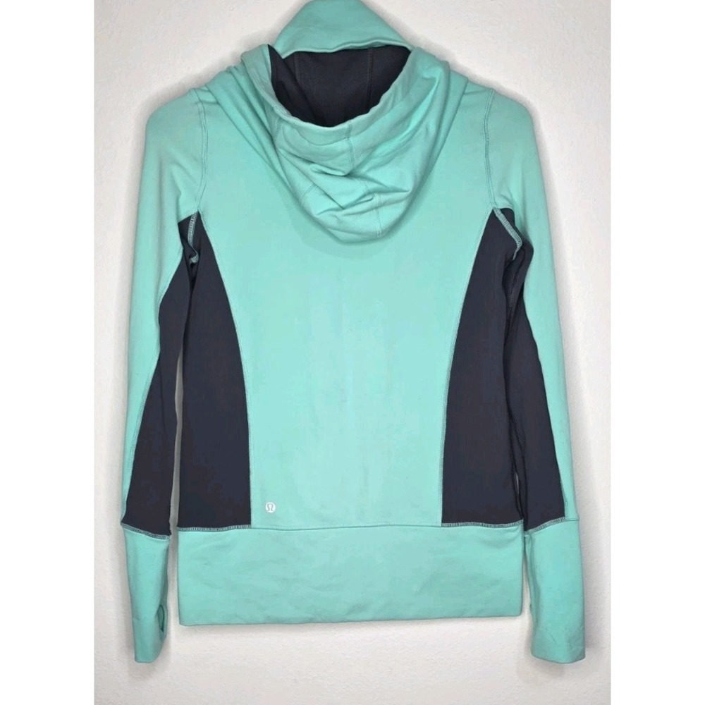 Lululemon Women‎ 6 Full Zip Teal Gray Athletic Workout Hoodie Sweatshirt Yoga - Picture 4 of 6